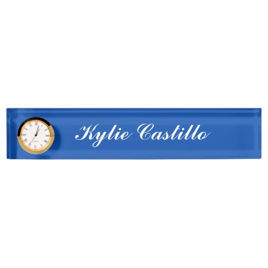 Porte-nom Pour Bureau Cobalt Blue Unique Professional Nom de calligraphi (Devant)