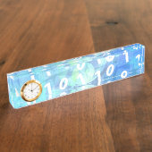 Porte-nom Pour Bureau Code binaire dans bleu et pourpre (Taille)