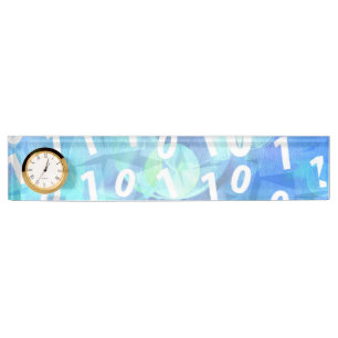 Porte-nom Pour Bureau Code binaire dans bleu et pourpre