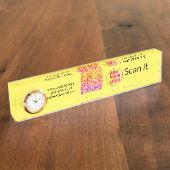 Porte-nom Pour Bureau Code QR minimal simple ajouter un logo scanner nom (Taille)
