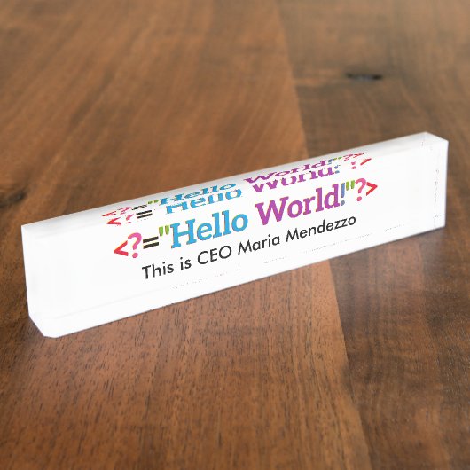 Porte-nom Pour Bureau Coder Programmer Nom Plate Modèle (Taille)