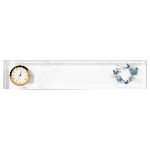 Porte-nom Pour Bureau Coeur bijoux avec papillons Morpho