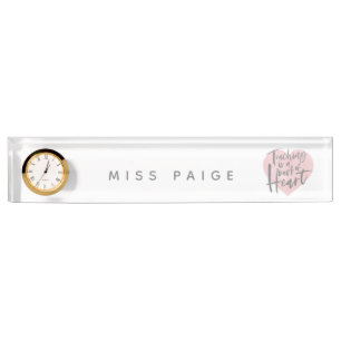 Porte-nom Pour Bureau Coeur d'aquarelle de cadeau de professeur