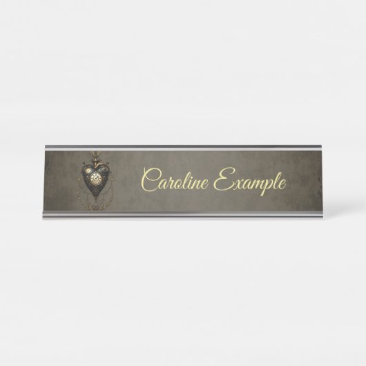 Porte-nom Pour Bureau Coeur de vapeur, (Devant)