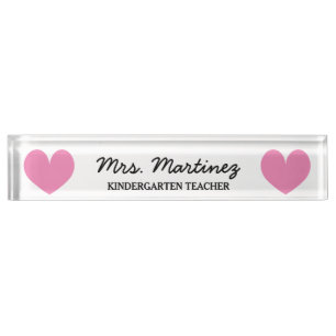 Porte-nom Pour Bureau Coeur enseignant de la maternelle personnalisée