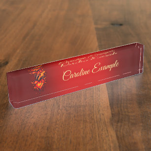 Porte-nom Pour Bureau Coeur flamboyant.