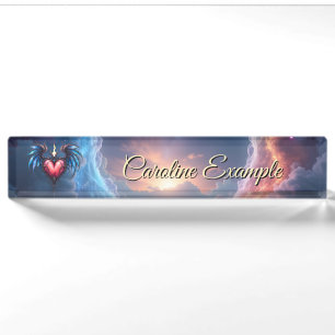 Porte-nom Pour Bureau Cœur Flamboyant de la Lune – Amour Cosmique Gothiq
