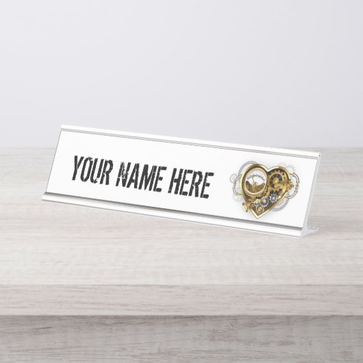 Porte-nom Pour Bureau Coeur vapeur avec un manomètre (Devant)