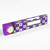 Porte-nom Pour Bureau Coeurs violets B&W battants