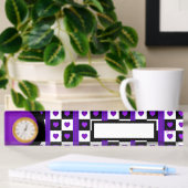 Porte-nom Pour Bureau Coeurs violets B&W battants