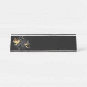 Porte-nom Pour Bureau Colibri noir et or