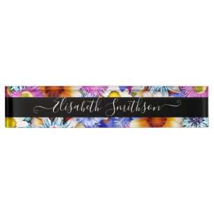 Porte-nom Pour Bureau Coloré Cute Personnalisé Professionnel Floral