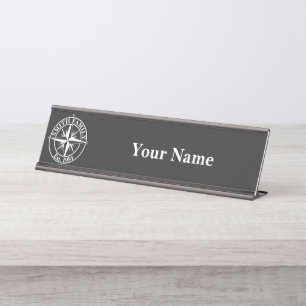 Porte-nom Pour Bureau Compass star monogramme personnalisable emblème bu