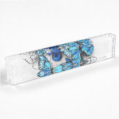 Porte-nom Pour Bureau Composition des papillons blancs et bleus