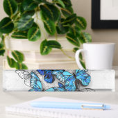 Porte-nom Pour Bureau Composition des papillons blancs et bleus