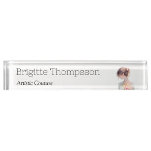 Porte-nom Pour Bureau Concepteur de mode de mariage élégant en aquarelle