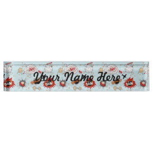 Porte-nom Pour Bureau Conception comique de superhéros de style