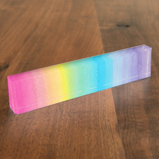 Porte-nom Pour Bureau Conception d'arc-en-ciel d'aquarelle (Taille)