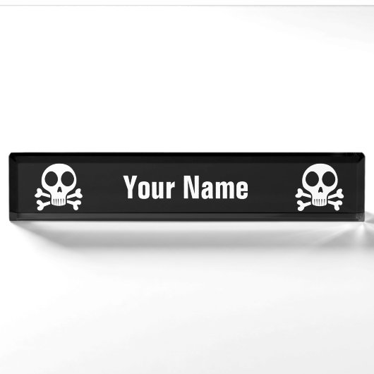 Porte-nom Pour Bureau Conception de crâne de pirate (Devant)