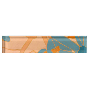 Porte-nom Pour Bureau Conception de feuille contemporaine en pêche