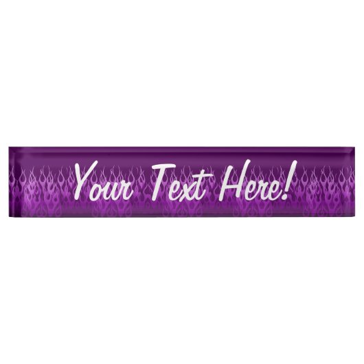 Porte-nom Pour Bureau Conception de flammes de course violettes cool (Devant)