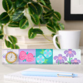 Porte-nom Pour Bureau Conception de fleurs vibrantes en fleurs