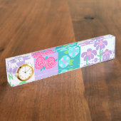 Porte-nom Pour Bureau Conception de fleurs vibrantes en fleurs (Taille)