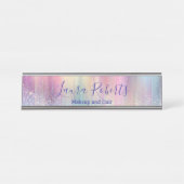 Porte-nom Pour Bureau Conception de marque iridescente tendance (Devant)
