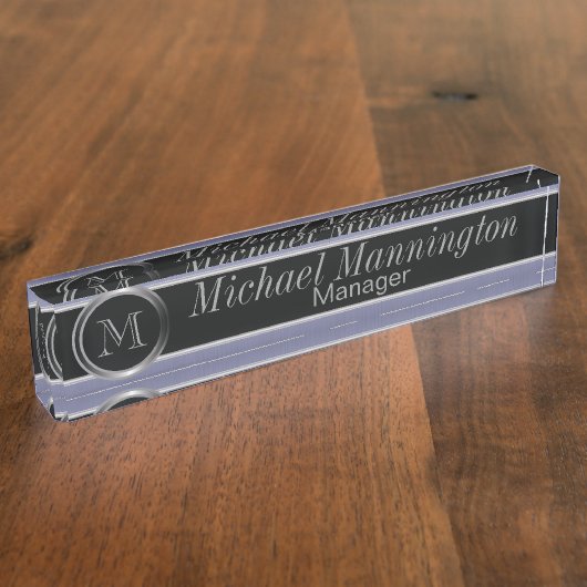 Porte-nom Pour Bureau Conception exécutive de monogramme - acier de (Taille)