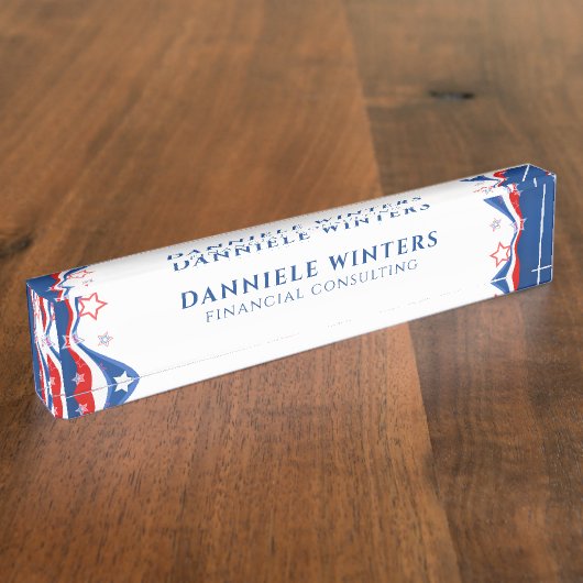 Porte-nom Pour Bureau Conception moderne du drapeau américain Abstrait (Taille)
