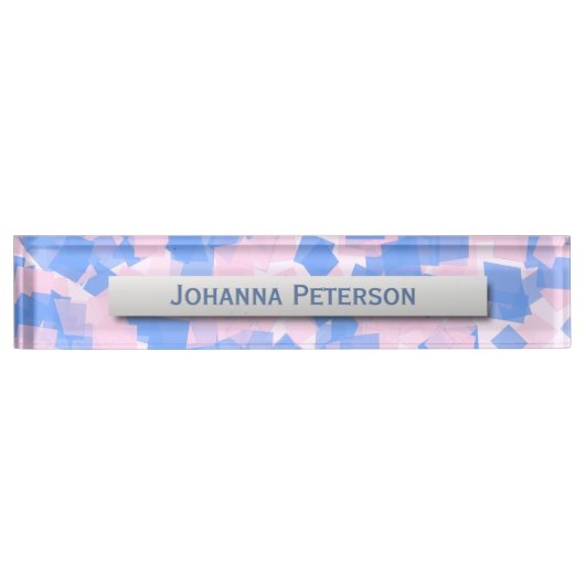 Porte-nom Pour Bureau Confetti rose et bleu (Devant)