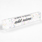 Porte-nom Pour Bureau Confetti sur blanc (Ajouter une couleur Arrière -