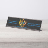 Porte-nom Pour Bureau Conseiller, cadre et flamme Phoenix de diamant, (Devant)