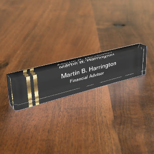 Porte-nom Pour Bureau Conseiller financier chic