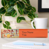 Porte-nom Pour Bureau CONSTRUCTION ARCHITECTURALE rouge jaune orange