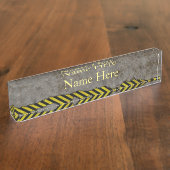 Porte-nom Pour Bureau Construction jaune et noir (Taille)