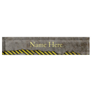 Porte-nom Pour Bureau Construction jaune et noir