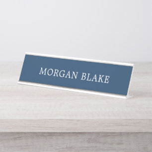 Porte-nom Pour Bureau Consultant Minimaliste Bleu Blanc