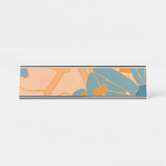 Porte-nom Pour Bureau Contemporary Leaf Design in Peach (Devant)
