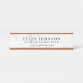 Porte-nom Pour Bureau Contexte de marbre blanc customisé (Devant)