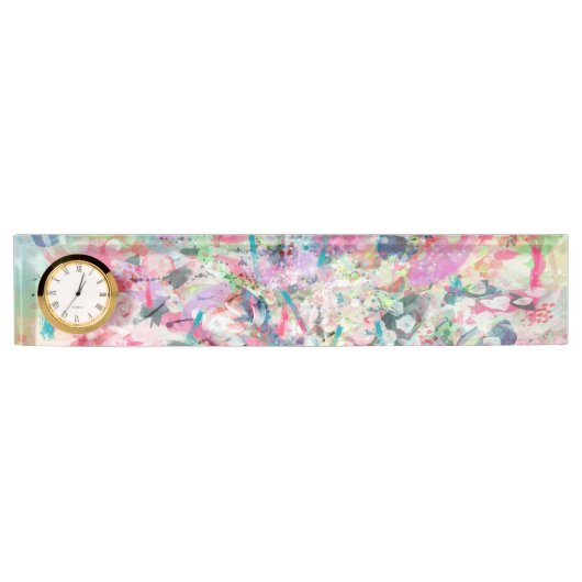 Porte-nom Pour Bureau Cool tendance aquarelle éclaboussures art abstrait (Devant)