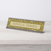Porte-nom Pour Bureau Copie de parties scintillantes d'or (Devant)