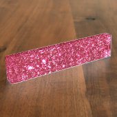 Porte-nom Pour Bureau copie minuscule fuchsia de parties scintillantes (Taille)