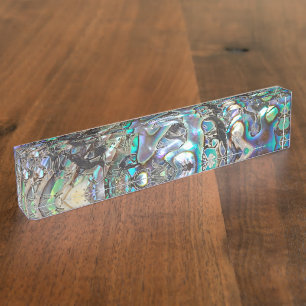 Porte-nom Pour Bureau Coquillage de la Reine paua