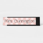 Porte-nom Pour Bureau Coral Blush À damiers enseignant (Devant)
