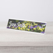 Porte-nom Pour Bureau Coteau de panneaux violets et jaunes (Devant)