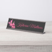 Porte-nom Pour Bureau Couleur cerise, rose indien, rouge, orchidées (Devant)