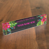 Porte-nom Pour Bureau Couleur claire Tropical Floral Feuilles (Taille)