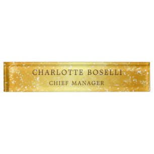 Porte-nom Pour Bureau Couleur d'or professionnelle minimaliste