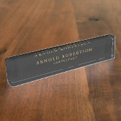Porte-nom Pour Bureau Couleur gris or chic classique (Taille)
